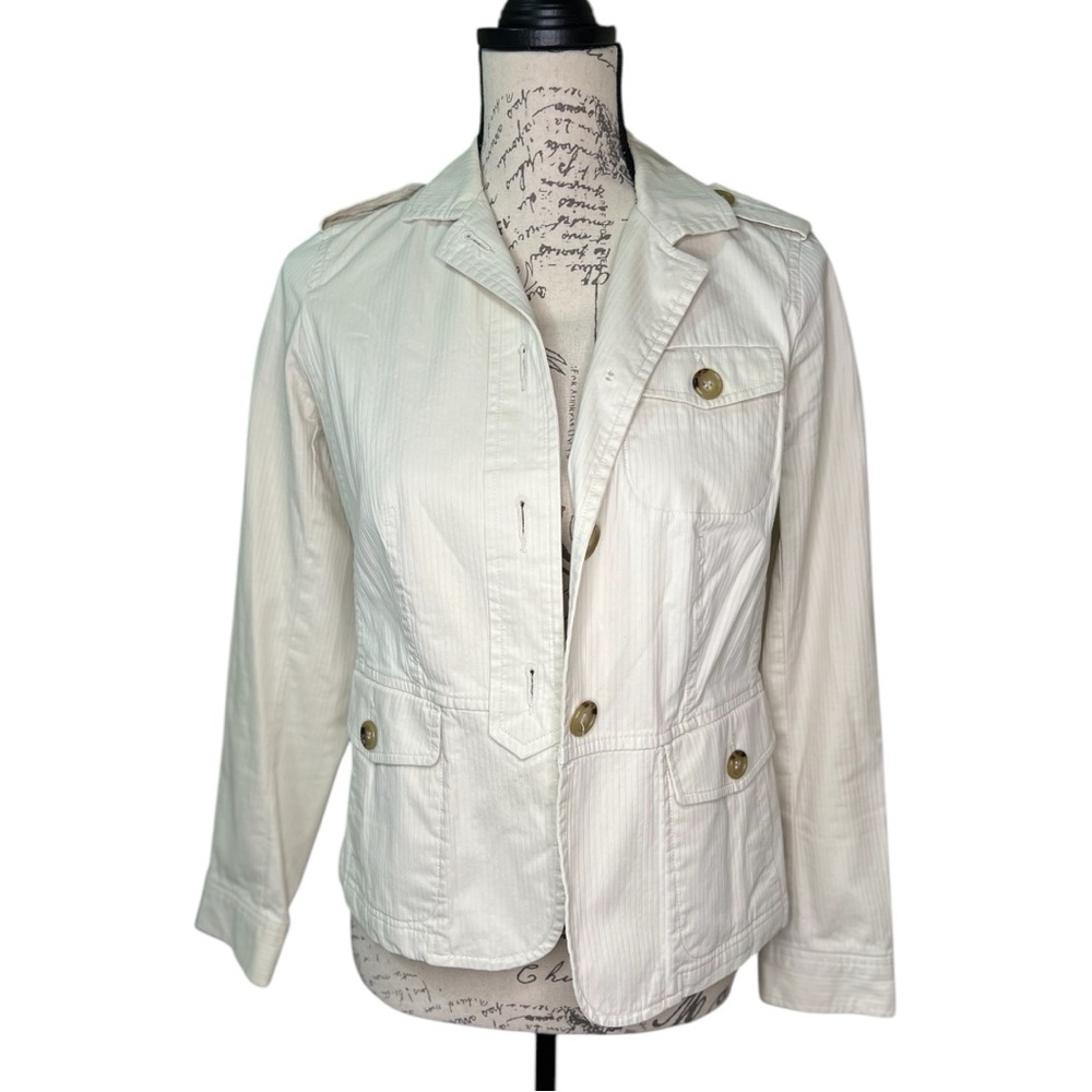 TALBOTS White Button Down Jacket for Women Size 4P - Picture 12 of 16